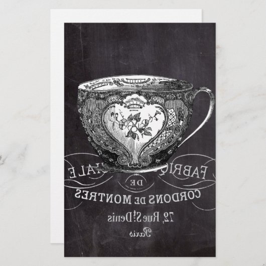 Chalkboard Alice in Wonderland tea party teacup Briefpapier (Voorkant / Achterkant)