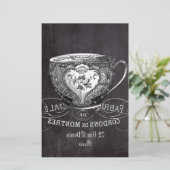 Chalkboard Alice in Wonderland tea party teacup Briefpapier (Staand voorkant)