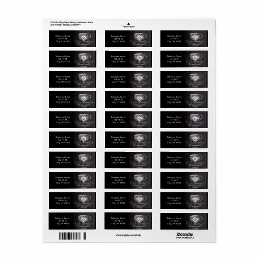 Chalkboard Alice in Wonderland tea party teacup Etiket (Full Sheet)