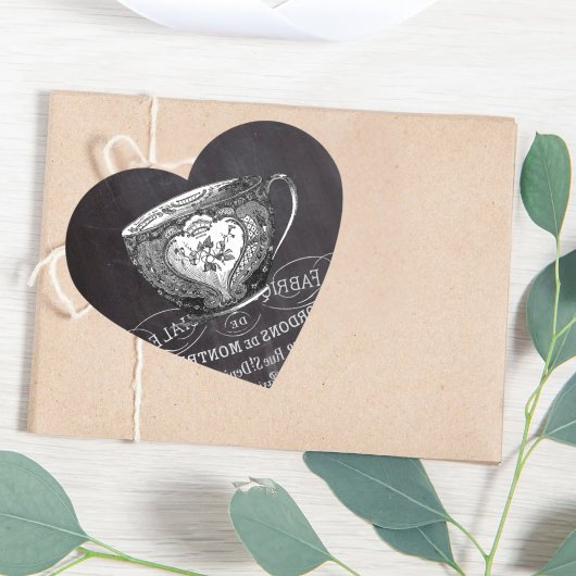 Chalkboard Alice in Wonderland tea party teacup Hart Sticker