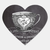 Chalkboard Alice in Wonderland tea party teacup Hart Sticker (Voorkant)