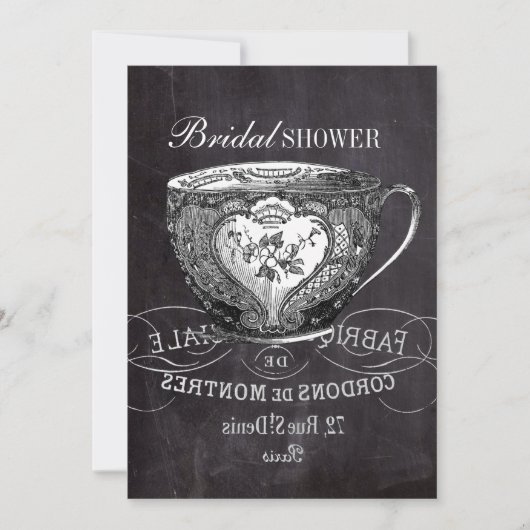 Chalkboard Alice in Wonderland tea party teacup Kaart (Voorkant)