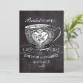 Chalkboard Alice in Wonderland tea party teacup Kaart (Staand voorkant)