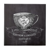 Chalkboard Alice in Wonderland tea party teacup Tegeltje (Voorkant)