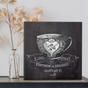 Chalkboard Alice in Wonderland tea party teacup Tegeltje