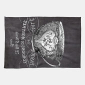 Chalkboard Alice in Wonderland tea party teacup Theedoek (Horizontaal)