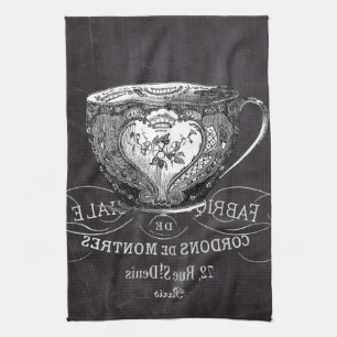 Chalkboard Alice in Wonderland tea party teacup Theedoek