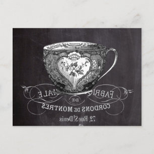 Chalkboard Alice in Wonderland tea party teacup Uitnodiging Briefkaart