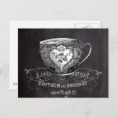 Chalkboard Alice in Wonderland tea party teacup Uitnodiging Briefkaart (Voorkant / Achterkant)