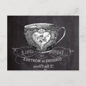 Chalkboard Alice in Wonderland tea party teacup Uitnodiging Briefkaart (Voorkant)
