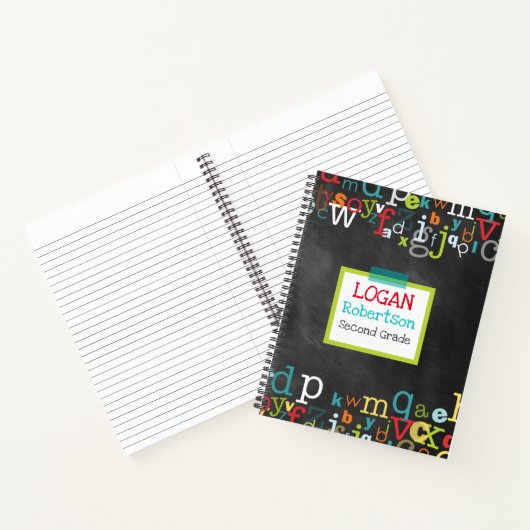 Chalkboard Alphabet Boy's Personalized Spiral Notitieboek (Binnen)