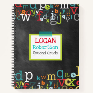 Chalkboard Alphabet Boy's Personalized Spiral Notitieboek