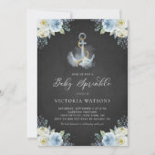 Chalkboard Anchor and Blue Flowers Baby Sprinkle Kaart (Voorkant)