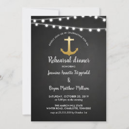 Chalkboard Anchor Faux Gold Foil repesial Dinner Kaart