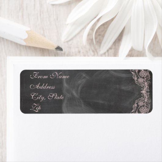 Chalkboard Antiek Pink Floral Address Label (Insitu)