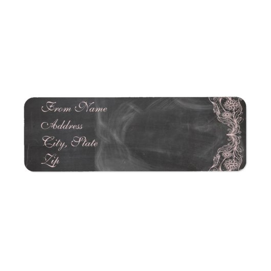 Chalkboard Antiek Pink Floral Address Label (Voorkant)