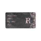 Chalkboard Antiek Pink Floral Monogram Adres Etiket (Voorkant)