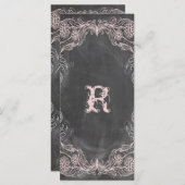 Chalkboard Antiek Pink Floral Program Rack Kaart (Voorkant / Achterkant)