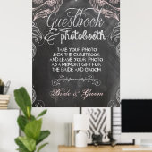 Chalkboard Antiek Pink Wedding Photo Booth Poster (Thuiskantoor)