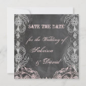 Chalkboard Antiek Roze Floral sparen de Datum Save The Date (Voorkant)