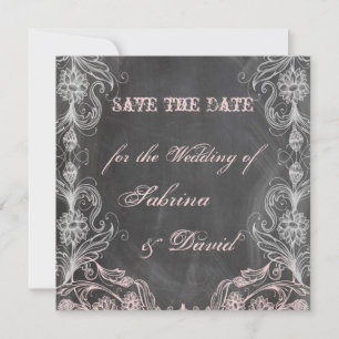 Chalkboard Antiek Roze Floral sparen de Datum Save The Date