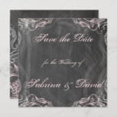 Chalkboard Antiek Roze Floral sparen de Datum Save The Date (Voorkant / Achterkant)