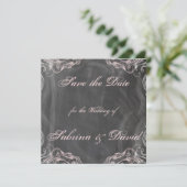 Chalkboard Antiek Roze Floral sparen de Datum Save The Date (Staand voorkant)