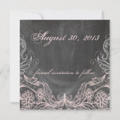 Chalkboard Antiek Roze Floral sparen de Datum Save The Date (Achterkant)