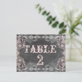 Chalkboard Antiek Roze Floral Table Number Kaart (Staand voorkant)