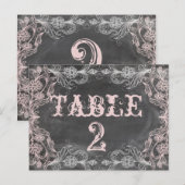 Chalkboard Antiek Roze Floral Table Number Kaart (Voorkant / Achterkant)
