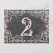 Chalkboard Antiek Roze Floral Table Number Kaart (Achterkant)