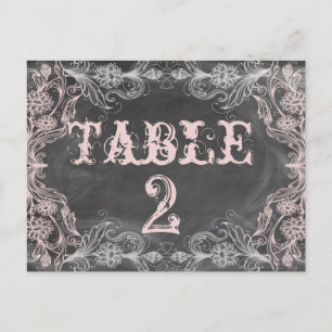 Chalkboard Antiek Roze Floral Table Number Kaart