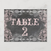 Chalkboard Antiek Roze Floral Table Number Kaart (Voorkant)
