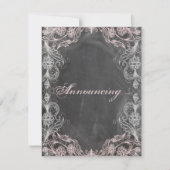 Chalkboard Antiek Roze Floral Verloving Aankondiging (Voorkant)