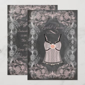 Chalkboard Antiek Roze Floral Vrijgezellenfeest Kaart (Voorkant / Achterkant)