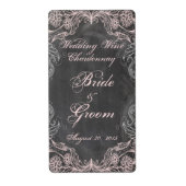 Chalkboard Antiek Roze Floral Weddenschap Wijn Eti Etiket (Voorkant)