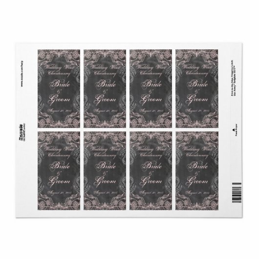 Chalkboard Antiek Roze Floral Weddenschap Wijn Eti Etiket (Full Sheet)