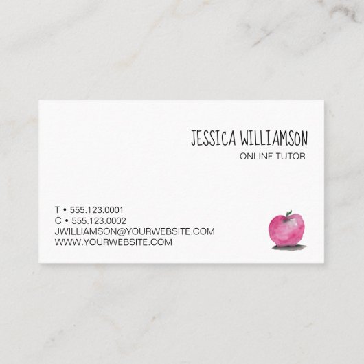 Chalkboard Apple  Online Tutor Teacher Visitekaartje (Achterkant)