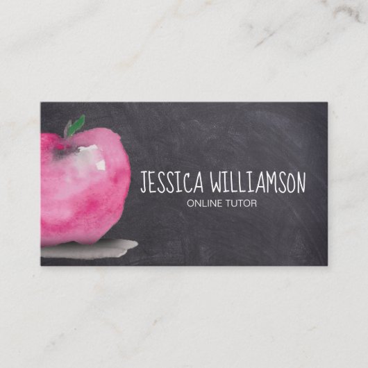 Chalkboard Apple Online Tutor Teacher Visitekaartje (Voorkant)
