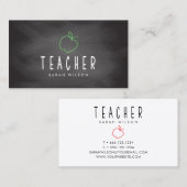Chalkboard Apple Teacher Tutor Visitekaartje (Voorkant / Achterkant)