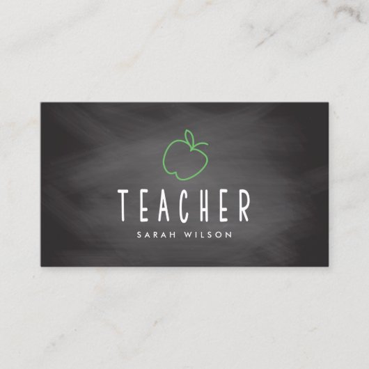 Chalkboard Apple Teacher Tutor Visitekaartje (Voorkant)