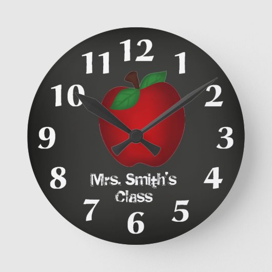 Chalkboard Apple Wall-klok Ronde Klok (Voorkant)