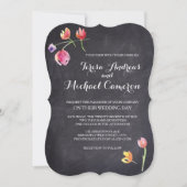 Chalkboard Aquarel Bloem Bruiloft Uitnodigingen (Voorkant)