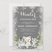 Chalkboard Arctics Winter Onederland Verjaardag Kaart (Voorkant)