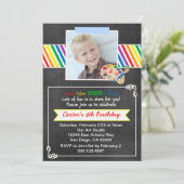 Chalkboard Art Birthday Party Invitation Kaart (Staand voorkant)
