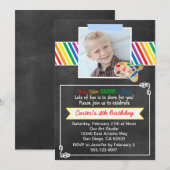 Chalkboard Art Birthday Party Invitation Kaart (Voorkant / Achterkant)
