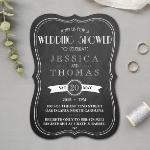 Chalkboard Art Deco Couple's Wedding Shower Kaart