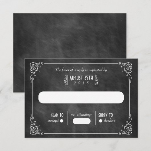 Chalkboard Art Deco RSVP-kaarten RSVP Kaartje (Voorkant / Achterkant)