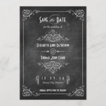 Chalkboard Art Deco Save the Date Cards<br><div class="desc">Eenvoudig,  elegant Sparen de Datum met dunne,  fancy draaien herinnerend aan het  kunstdecoontwerp tegen een achtergrond van het krijtbord.</div>