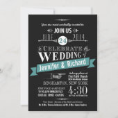 Chalkboard Art Deco Wedding Invitations Kaart (Voorkant)